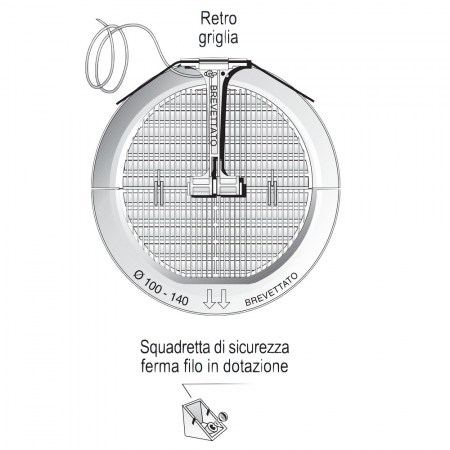 Griglia di ventilazione pieghevole DENTRO/FUORI Ø 186 mm in plastica con rete e molle - img 02