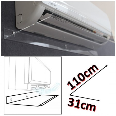 Deflettore aria trasparente per climatizzatore split 110x31x5 (cm) - DFT.012