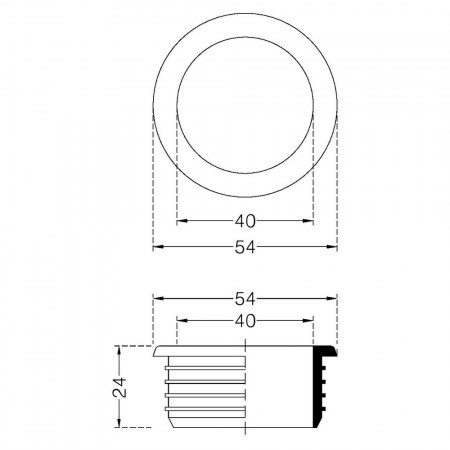 Morsetto, da mm 46x40, per curve tecniche in plurex nero - disegno tecnico