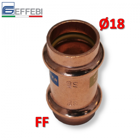 Raccordo a pressare rame - bronzo Ø18 mm FF dritto manicotto