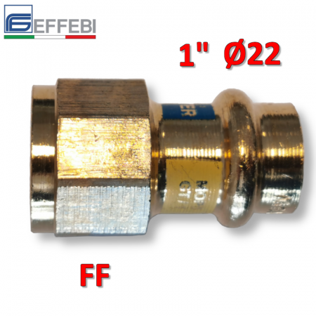 Raccordo a pressare rame - bronzo filettato 1″ - Ø22 mm F dritto manicotto