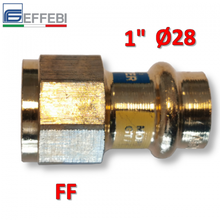 Raccordo in bronzo dritto Femmina 1″ x Ø 28 mm - rame a pressare UNICO per acqua e gas