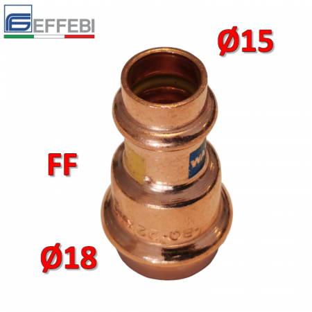 Raccordo a pressare rame - bronzo ridotto Ø18 - 15 mm FF dritto manicotto