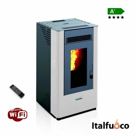 Stufa a pellet Italfuoco Acciaio potenza 7Kw 160 m³ con telecomando - DS.07BC