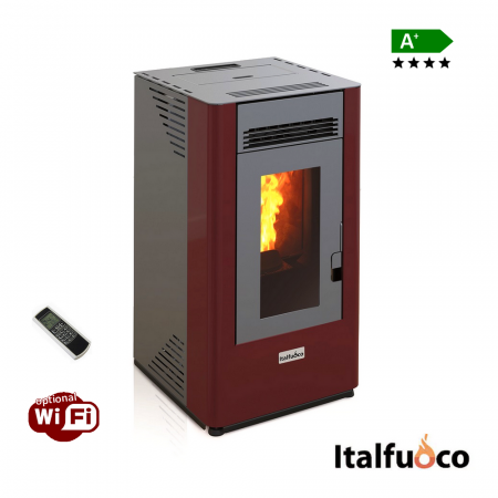 Stufa a pellet Italfuoco Acciaio potenza 7Kw 160 m³ con telecomando - DS.07UX