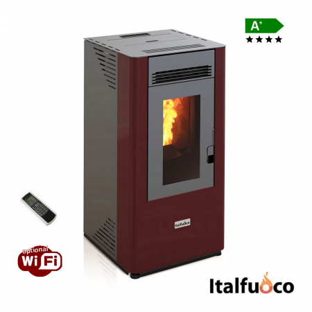 Stufa a pellet Italfuoco Acciaio potenza 10Kw 230 m³ con telecomando - DS.12UX