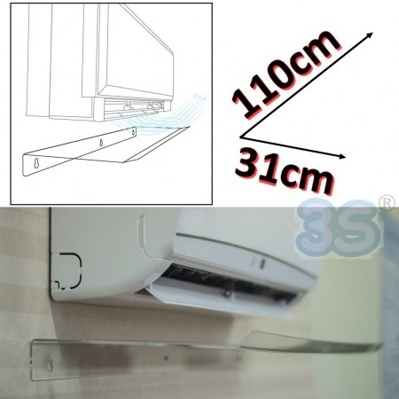 Deflettore aria trasparente per climatizzatore split 110x31x5 (cm)