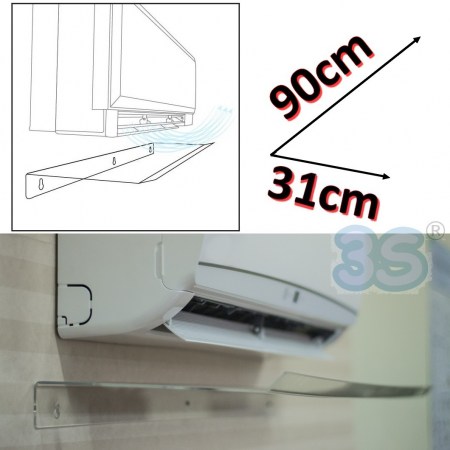 Deflettore aria trasparente per climatizzatore split 90x28x5 (cm)