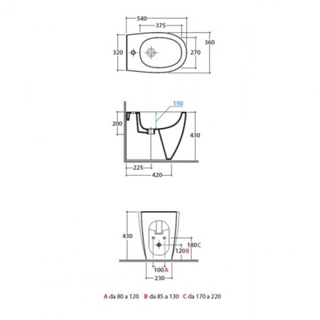 Quote - dimensioni bidet 4ALL 54.36 - MD010.BI