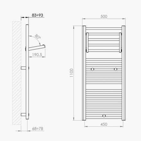 Dimensioni ECO STYLO stendino bianco 110x50 cm - DELTACALOR - STEC110050B