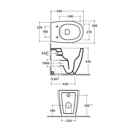 Quote - dimensioni Wc SENZA BRIDA 4ALL - MD004.BI