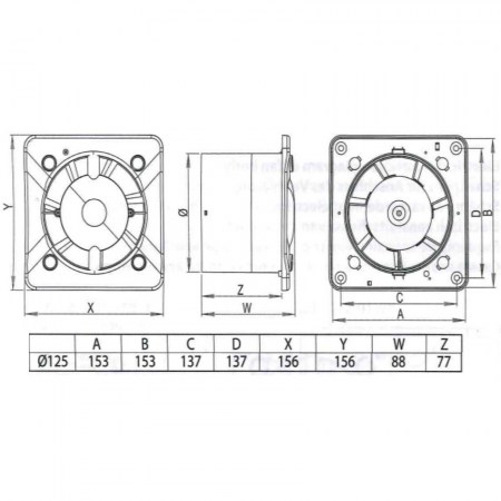 Dimensioni aspiratori FH125