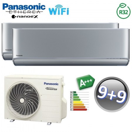 Climatizzatore dual split ETHEREA SILVER ARGENTO Panasonic 9000+9000 btu A+++ WIFI NanoeX