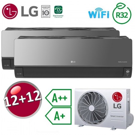 Climatizzatore 12000+12000 dual split LG ArtCool Mirror UVnano WiFi ThinQ A++ / A+ - MIRRORWDUAL.1212(17)