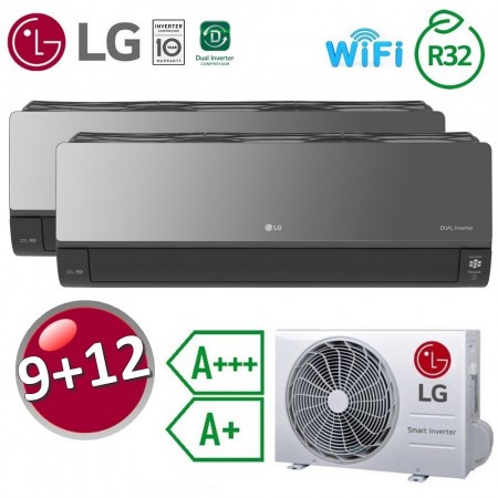 Climatizzatore 9000+12000 dual split LG ArtCool Mirror UVnano WiFi ThinQ A+++ / A+ - MIRRORWDUAL.912(15)