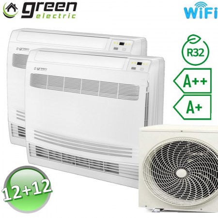 Climatizzatore dual 12000+12000 Btu console pavimento R32 A++/A+ Green Electric EVO - WiFi integrato - GECOD.3535(52)W