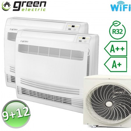 Climatizzatore dual 9000+12000 Btu console pavimento R32 A++/A+ Green Electric EVO - WiFi integrato - GECOD.2535(41)W