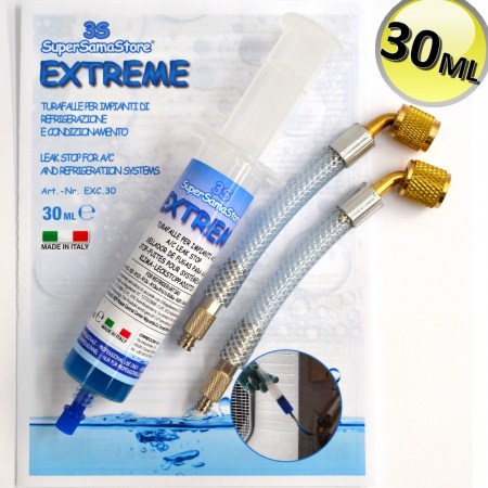 Autosigillante turafalle Extreme - cartuccia a siringa da 30 ML + adattatori a tubo raccordo in metallo EXC.30+AD12.EXC