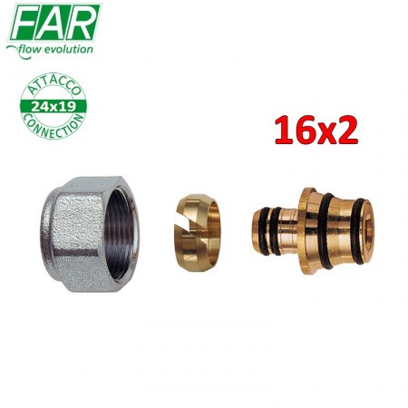 6055 - adattatore 24x19 per tubo multistrato Ø 16 x spessore 2 mm , di tenuta a compressione - FAR