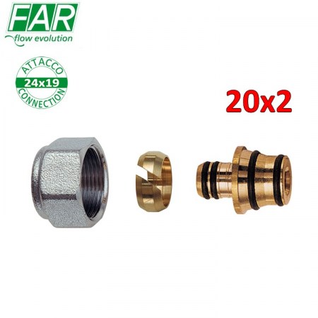 6055 - adattatore 24x19 per tubo multistrato Ø 20 x spessore 2 mm , di tenuta a compressione - FAR