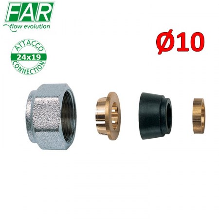 8427 - adattatore 24x19 per tubo rame Ø 10 mm , di tenuta in gomma a compressione - FAR