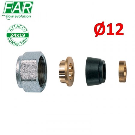 8427 - adattatore 24x19 per tubo rame Ø 12 mm , di tenuta in gomma a compressione - FAR