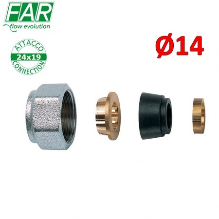 8427 - adattatore 24x19 per tubo rame Ø 14 mm , di tenuta in gomma a compressione - FAR