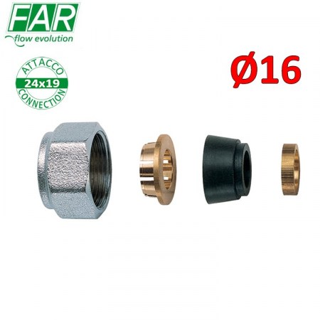 8429 - adattatore 24x19 per tubo rame Ø 16 mm , di tenuta in gomma a compressione - FAR