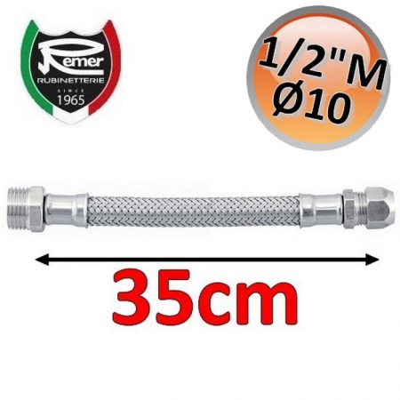 Tubo flessibile acqua FlexItaly 35 cm - 1/2″ maschio x Ø 10 mm bicono - 10712M35