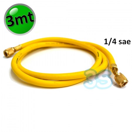 Flessibile frusta per R134A R407c - 1/4 sae 300 cm - Colore GIALLO - TF.0014/3.0Y