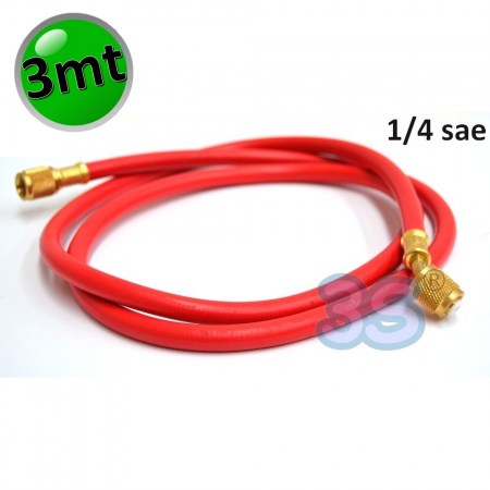 Flessibile frusta per R134A R407c - 1/4 sae 300 cm - Colore ROSSO - TF.0014/3.0R