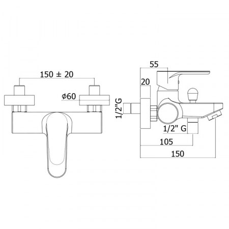 Dimensioni miscelatore GREEN Paffoni GR026CR