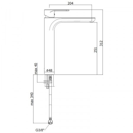 Dimensioni miscelatore lavabo prolungato GREEN Paffoni GR081CR