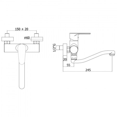 Dimensioni miscelatore GREEN Paffoni GR161CR