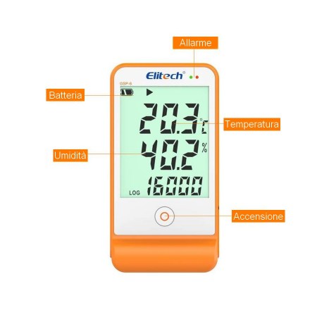 Elitech GSP-6 registratore dati temperatura e umidità 16000 punti - Dettaglio