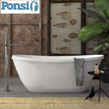 Vasca da bagno GAMMA Ponsi in marmoresina con struttura portante - 169x71 cm - BVV03