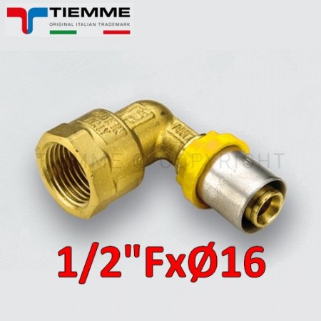 Multistrato per gas - Raccordo curvo gomito maschio 1/2 x Ø 16 mm - 2650001