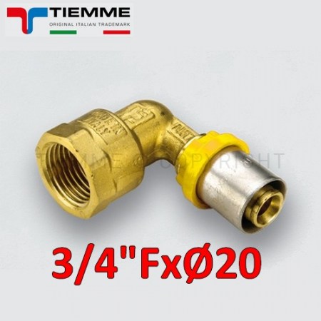Multistrato per gas - Raccordo curvo gomito femmina 3/4 x Ø 20 mm - 2650019