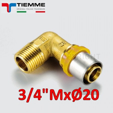 Multistrato per gas - Raccordo curvo gomito maschio 3/4 x Ø 20 mm - 2650033