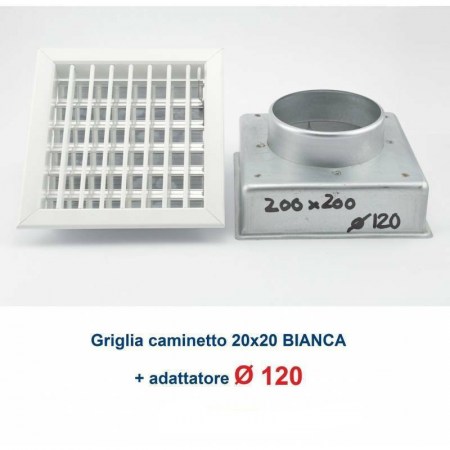 Bocchetta Aria cm20x20 regolabile Bianca con Adattatore D.120 per Caminetti