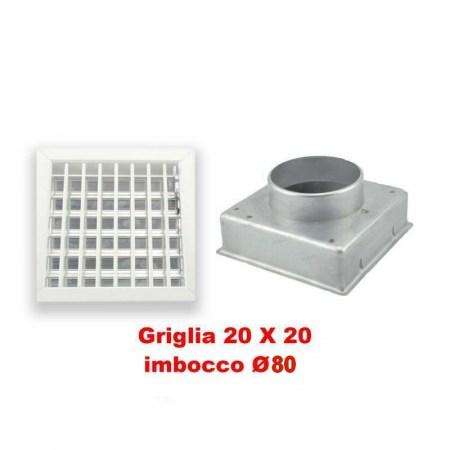 Bocchetta Aria cm20x20 regolabile Bianca con Adattatore D.80 per Caminetti