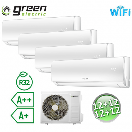 Climatizzatore quadri split 12000+12000+12000+12000 Btu R32 A++/A+ Green Electric EVO WiFi