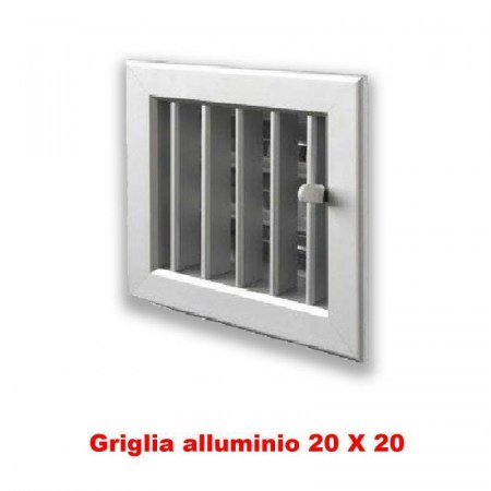 Bocchetta Aria cm20x20 regolabile Alluminio con Adattatore D.80 per Caminetti - Griglia