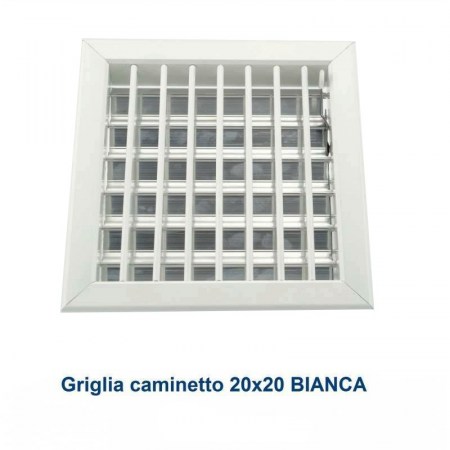 Bocchetta Aria cm20x20 regolabile Bianca con Adattatore D.140 per Caminetti - Griglia