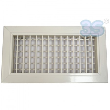 Bocchetta di mandata in alluminio colore bianco RAL 9010 - 400x150 mm con doppio ordine di alette mobili
