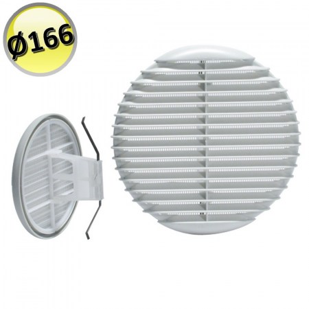 Griglia di ventilazione Ø 166 mm in plastica con rete e molle - GPM.166