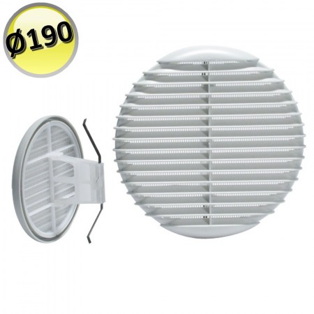 Griglia di ventilazione Ø 190 mm in plastica con rete e molle - GPM.190