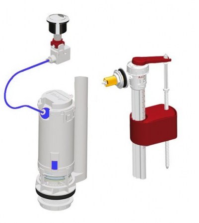 Gruppo completo batteria di scarico per cassetta a zaino in ceramica doppio pulsante con galleggiante - 7002700