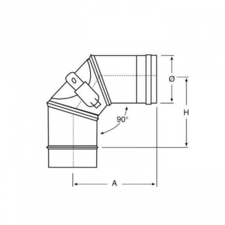 Curva 90° mono 3 settori ispezionabile nero per stufe a pellet - Diametro 80