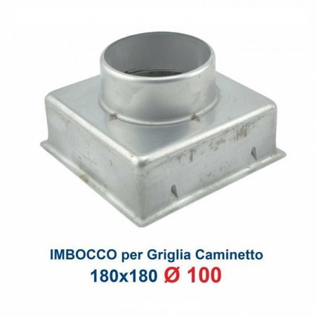 Griglia Bocchetta 18x18cm Diam.100mm Bianca con RETE e Adattatore per Camino - imbocco